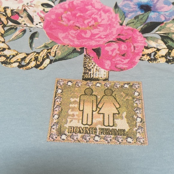 HOMME + FEMME Size XXL NWT Paradise Chain Blue Short Sleeve Shirt - Picture 6 of 10